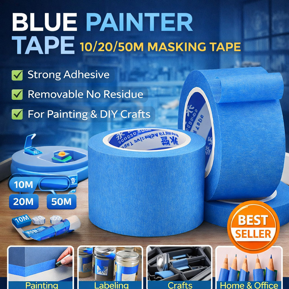 Model Kit Paint Remover - Selotip Pelukis Biru 10/20/50M Selotip Perekat