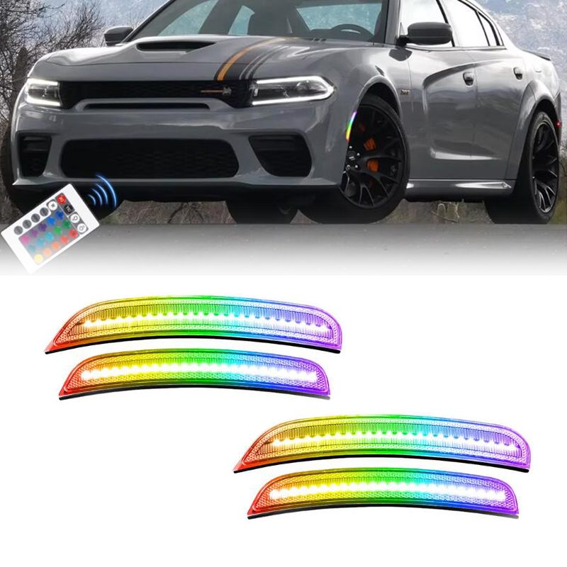 Model Kit Dodge Charger - Lampu Penanda Samping LED RGB untuk